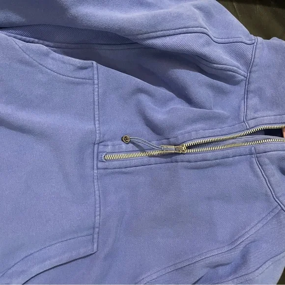 Lululemon scuba BEAUTIFUL Blue Half-Zip Cropped Hoodie XL XXL soft, thumb holes - Picture 8 of 14